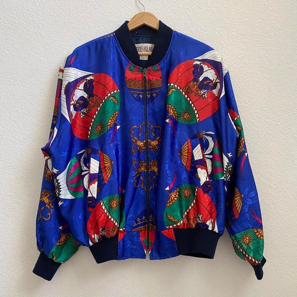 Vintage Blue Parachute Bomber Jacket